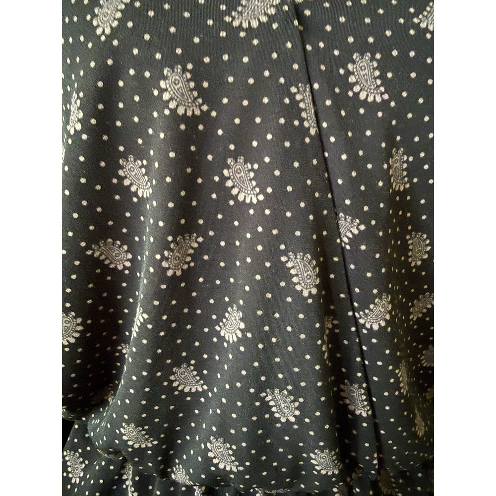Gilli Peplum Blouse Womens L Black Pink Paisley Polka Dot V Neck Long Sleeve - Picture 2 of 9
